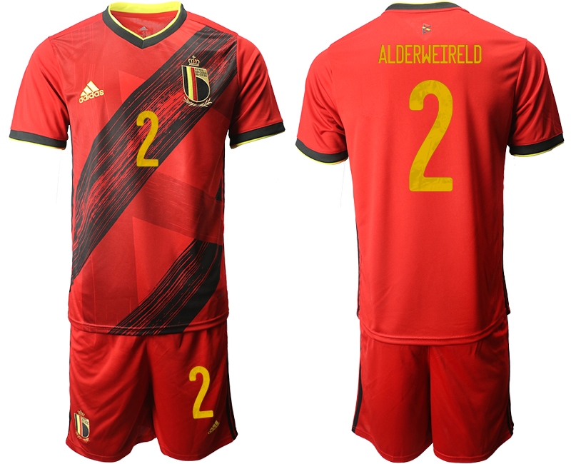 Men 2021 European Cup Belgium home red #2 Soccer Jersey->belgium jersey->Soccer Country Jersey